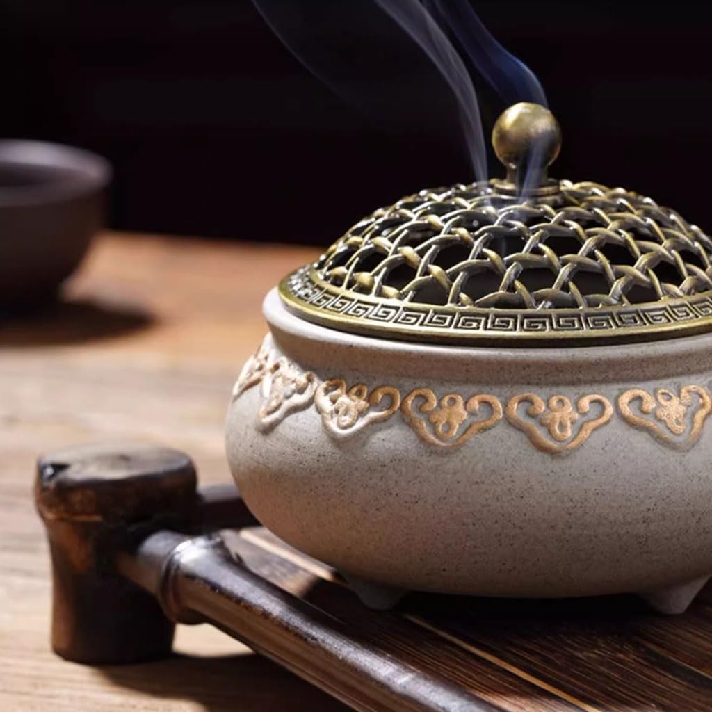 Räucherkegelhalter Kreativer Hohler Keramik-Räucherbrenner for Den Innenbereich, Sandelholz, Agarholz, Haushalts-Räucherstäbchen, Zen-Aromatherapie-Brenner Weihrauch Wasserfall