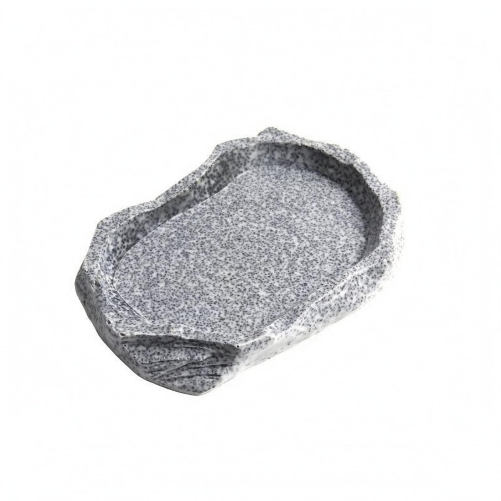Naturalistic Terrarium Rock Bowl Shallow Basin Stone Herpetological Bowl Layered Surface Rock Dish, Small - 105x75x15 MM-image-23