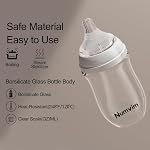 Natural Glass Baby Bottles Gentle & Extra Slow Flow, Newborn Breastfeeding Bottle with Anti Colic Nipple for 1 Months Babies, White (5 Ounce), 1 Count (Pack of 2)
