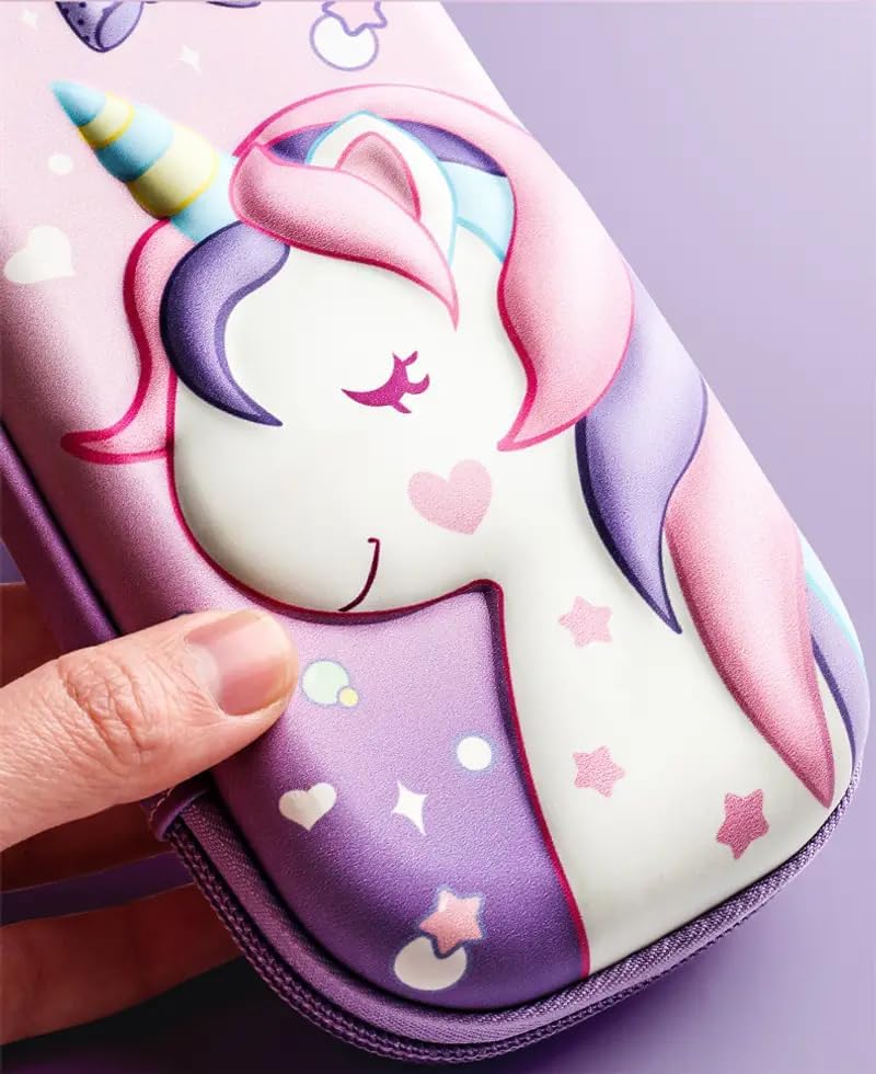 Image of 3D Unicorn Cover Large Capacity Pencil Case Compass with Compartments, School Supply Organizer for Students, Stationery Box, Cosmetic Zip Pouch Bag (1 Unit) (Uncon Pouch)