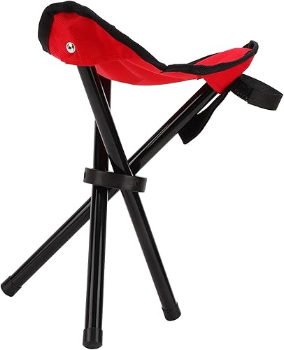 Miniatura 9 de Taburete trípode para camping, portátil plegable trípode, silla de campamento ligera para senderismo, caminar, pesca, viajes, mesa y silla (rojo)