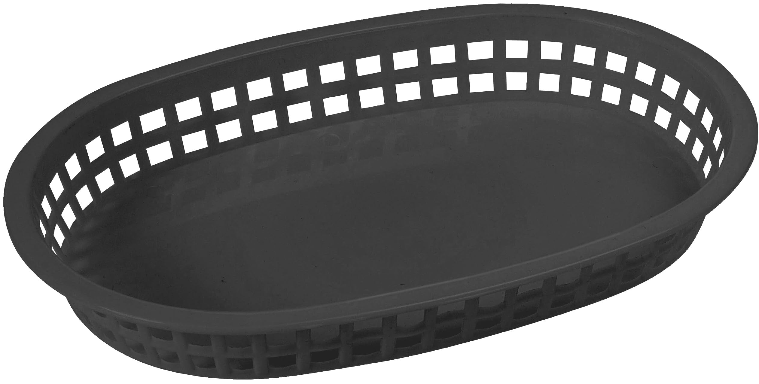 Oval Platter Baskets by Winco – 10-3/4" x 7-1/4" x 1-1/2", Plastic, Black, Pack of 12, Model PLB-K