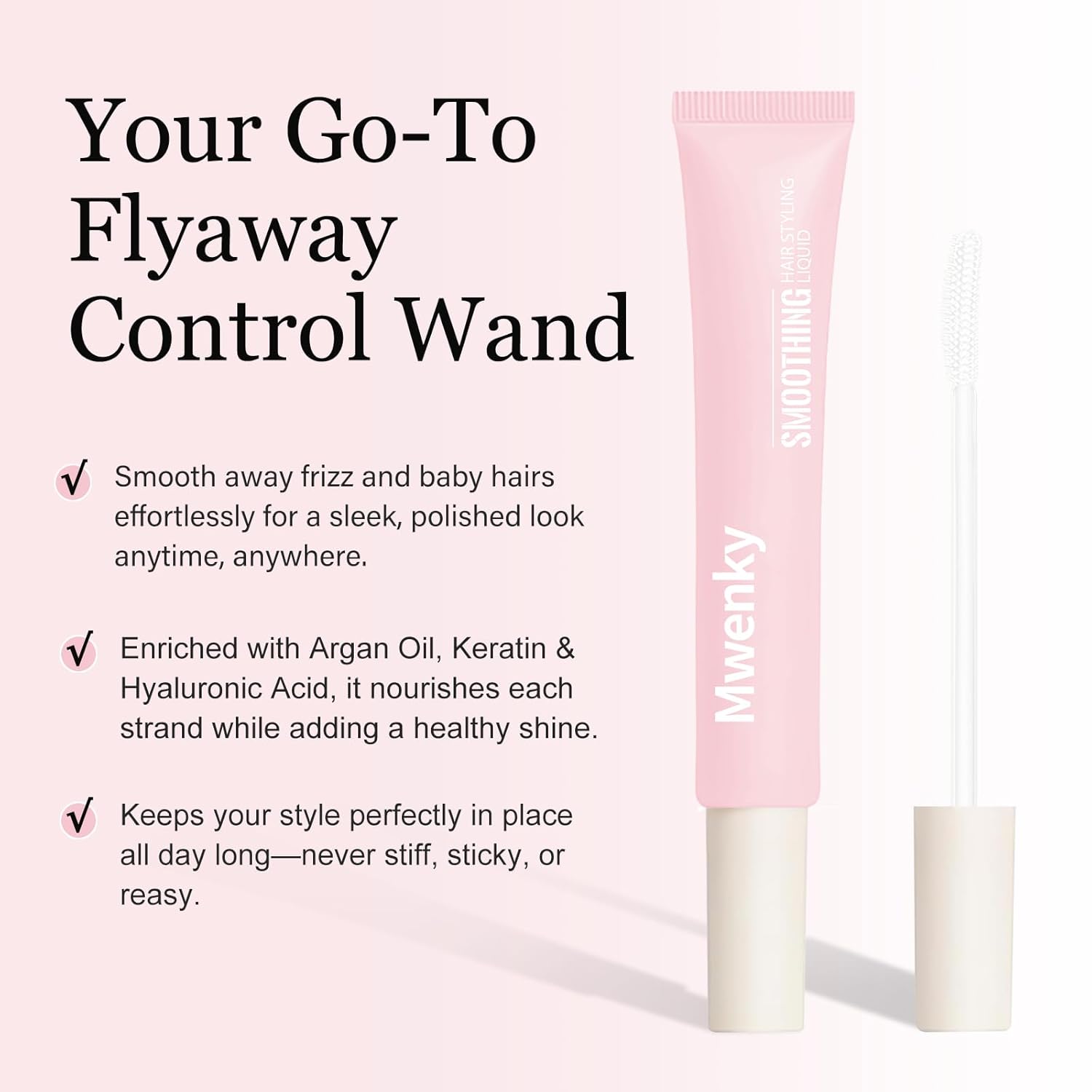 Styling Cream for Hair, 3-in-1 Hair Styling Cream & Flyaway Stick Controls Frizz, Smooths Edges & Tames Flyaways, Lightweight Non-Greasy, Long-Lasting Hold, Non-Flaking Travel Size