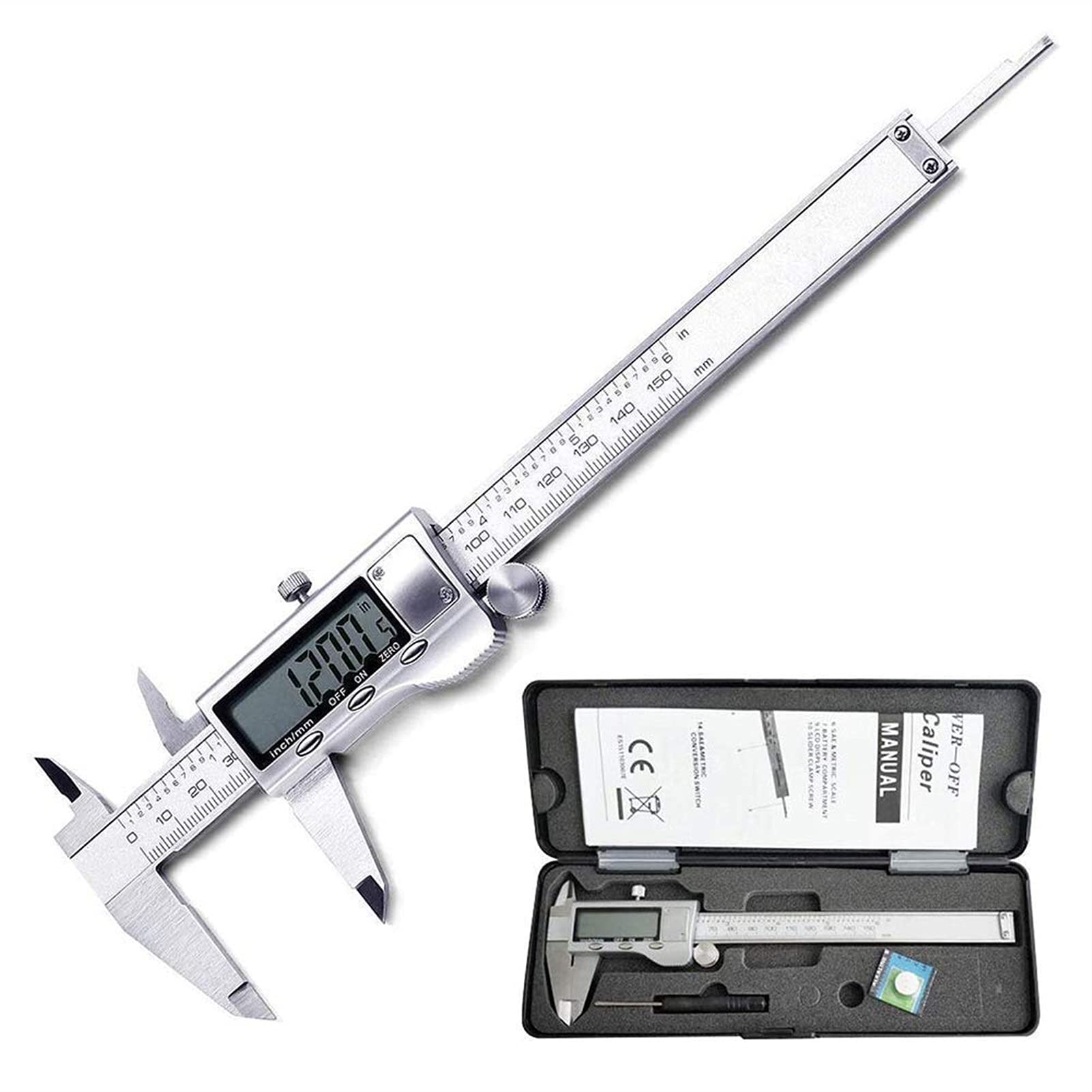 Caliper numérique Vernier antierreur de lecture 0-150mm écran LCD géant en acier solide