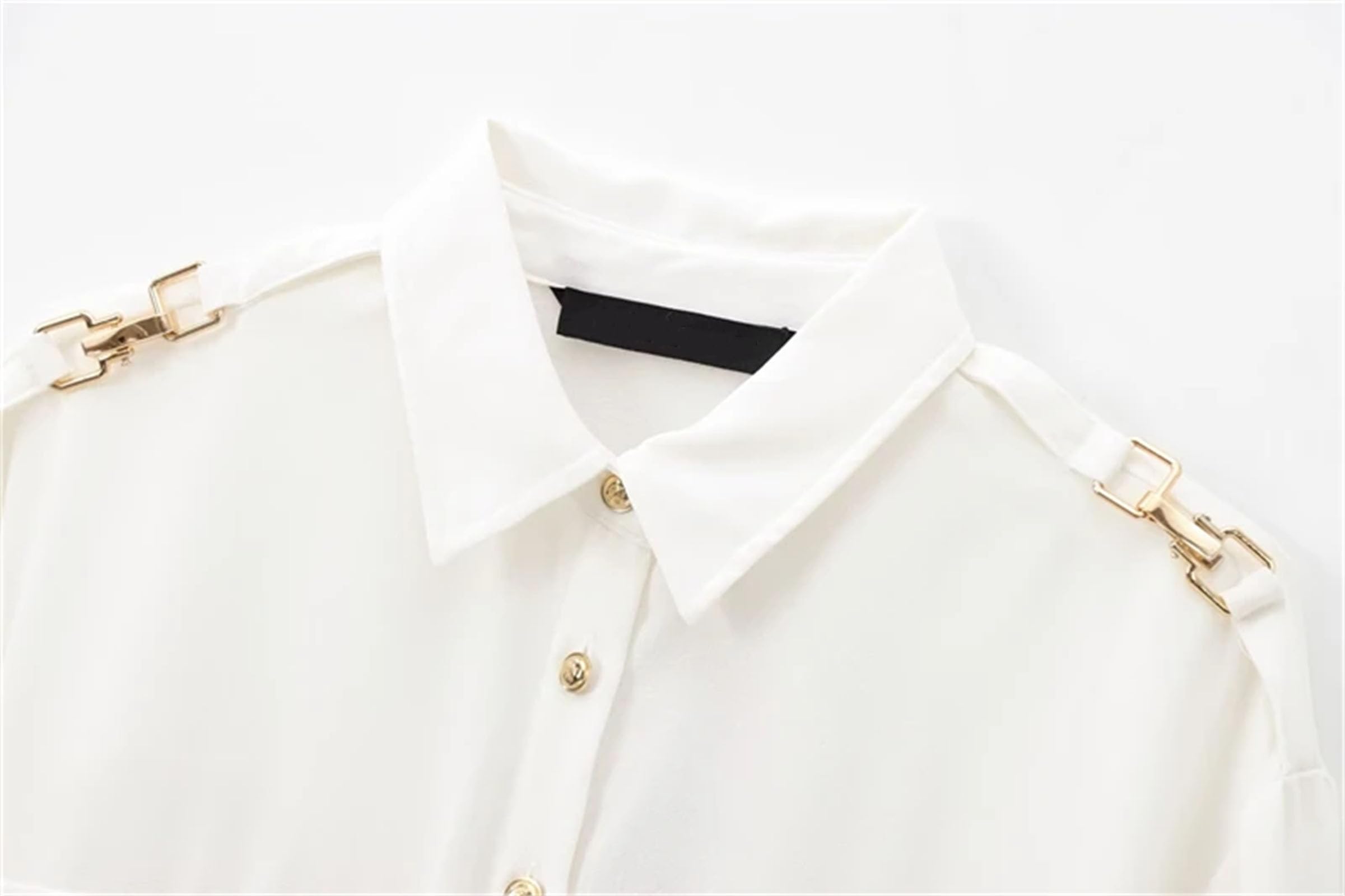 Camisa de manga larga para mujer, estilo clásico, para oficina, con solapa y bolsillos