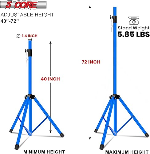 Miniatura 2 de 5 Core Soporte de altavoz ajustable de 40 a 71 pulgadas PA DJ trípode soporte de montaje resistente con inserto de 1.378 in 132 libras de capacidad