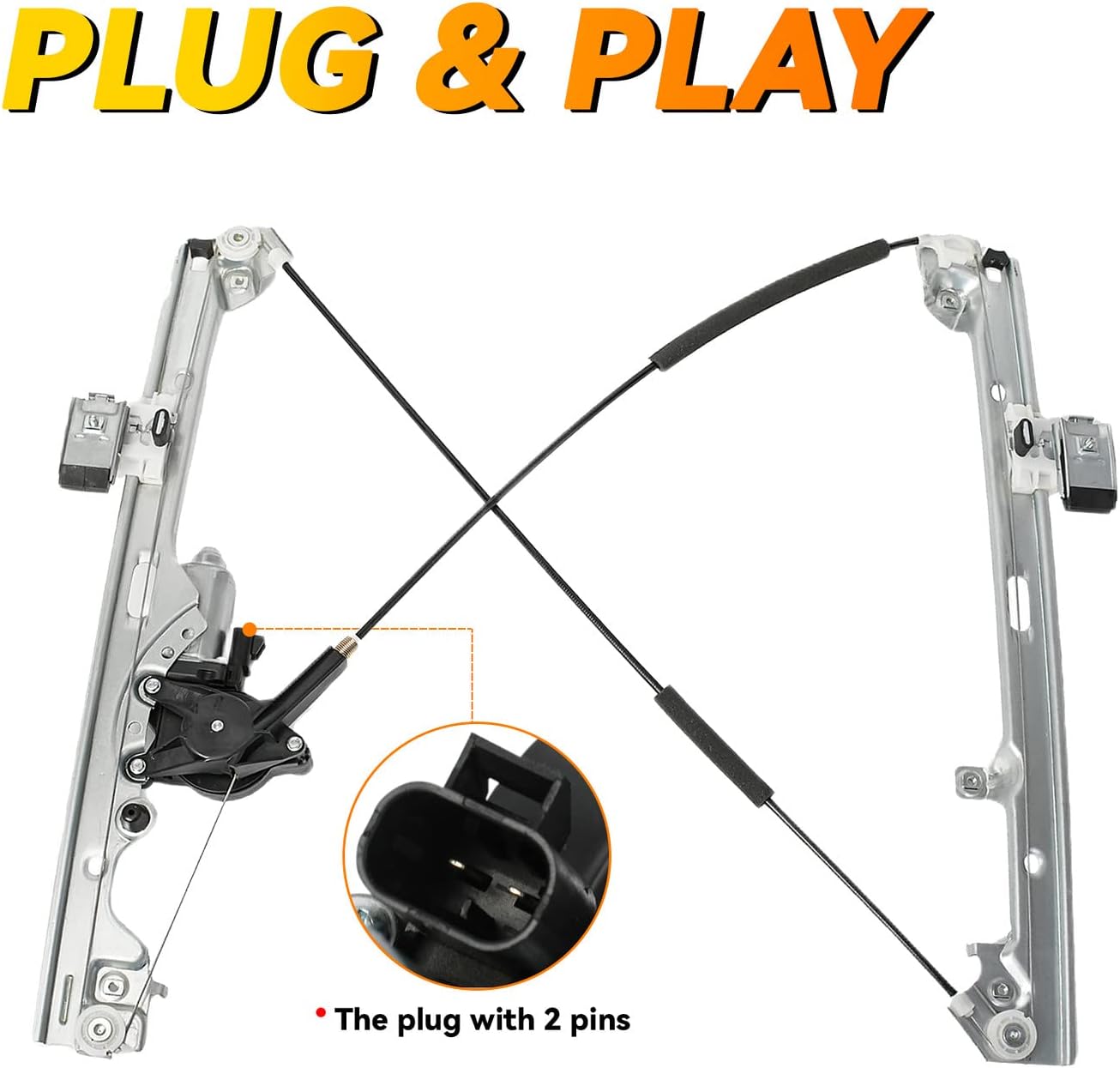 Front Right Passenger Side Power Window Regulator with Motor Assembly - Compatible with Cadillac Chevy GMC Escalade EXT/ESV Suburban Avalanche Tahoe Yukon XL Silverado Sierra Crew Cab - 741-645