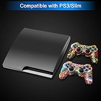 Vista 2 de Yinjie 2 Pack Wireless Controller for PS3, Compatible with Playstation 3, with 2 Charging Cables - Graffiti