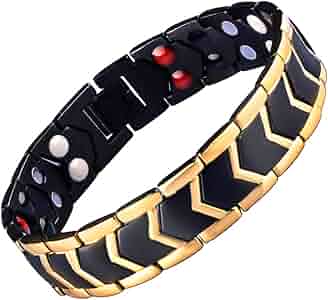 健康ブレスレット 純チタン 6面カット 磁気ブレスレット ダブル喜平チェーンブレスレット