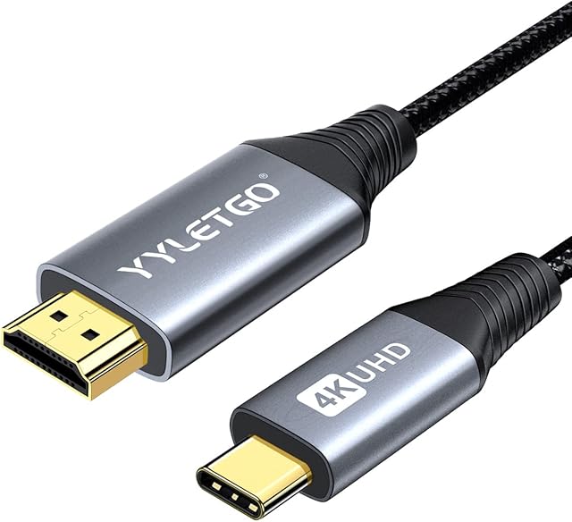 USB C to HDMI Cable 4K @ 60Hz (Thunderbolt 3 Compatible), YYletgo Type C to HDMI Cable Compatible with MacBook Pro/Air 2020-2018, iPad Air 4, Samsung Galaxy Note20/S20/S10/S9, Huawei Mate20