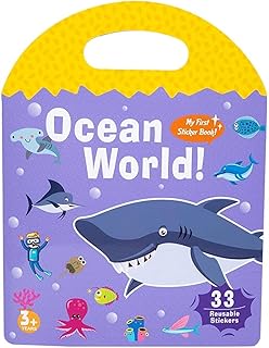 كتاب ملصقات جيلي محمول - اوشن - 33 ملصق قابل لاعادة الاستخدام للاطفال الصغار والبنات والاولاد