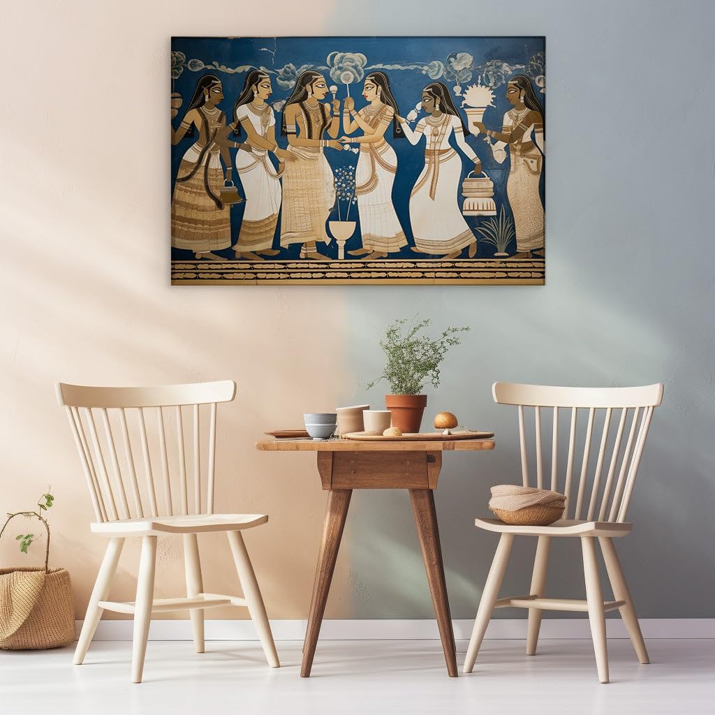 Canvas for Living room. Vibrant Hues and Cultural Beauty: Udaipur's Artistic Tribute to Tradition and Nature, 27 x 18 inch Canvas Wall Art - Contemporary Masterpieces - Modern Home Decor