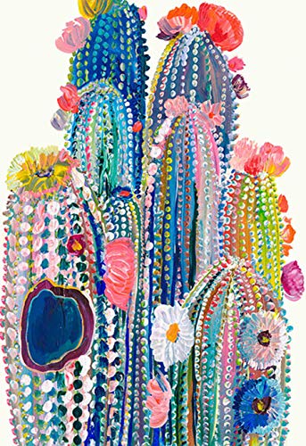 DIY 5D Diamond Painting Kit, BENBO 15.8x11.8In Round Full Drill Colorful Cacti Diamond Painting by Numbers Diamond Embroidery Kit Cross Stitch Rhinestone Embroidery Pictures Arts Craft for Adults