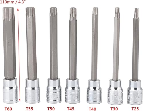 Miniatura 6 de Juego de llaves Torx extra largas, 7 piezas de 38 pulgadas, juego de dados de estrella T25 T30 T40 T45 T50 T55 T60
