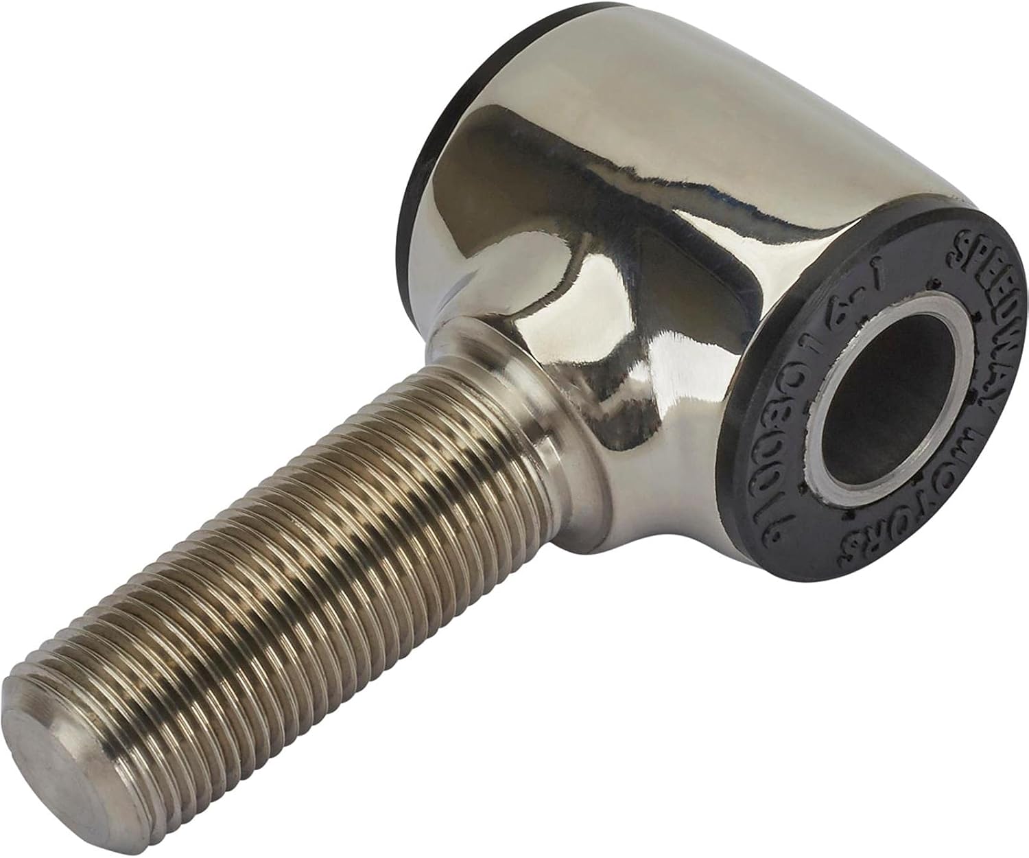 Speedway Motors Forged Stainless Steel 4-Bar Rod End with 3/4-16 RH Thread, Polished Finish, Polyurethane Bushing with 5/8" Sleeve for Smooth Ride and Adjustable Suspension Links