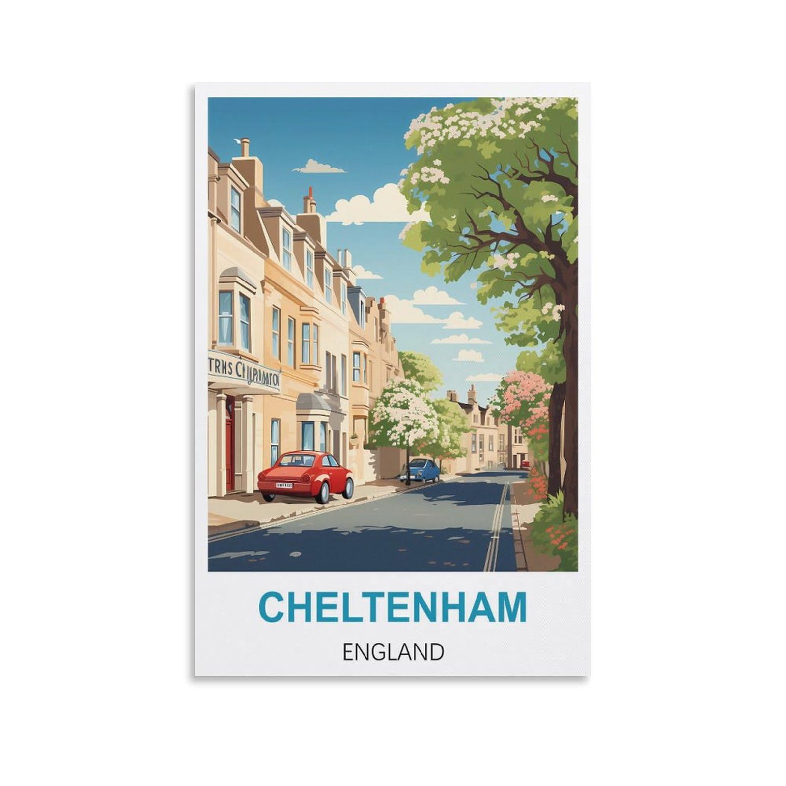 Vintage Metal Tin Sign,Cheltenham Englands,Travel Tin Signs Metal Poster Wall Decor Office Cafe Bathroom Badroom 15x30cm