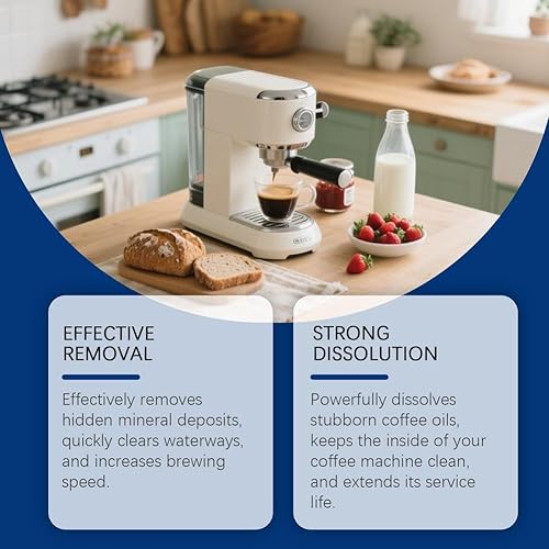 Miniatura 5 de Tabletas descalcificadoras para cafetera, tabletas limpiadoras compatibles con cafetera, potente solución de descalcificación, potente eficiencia de