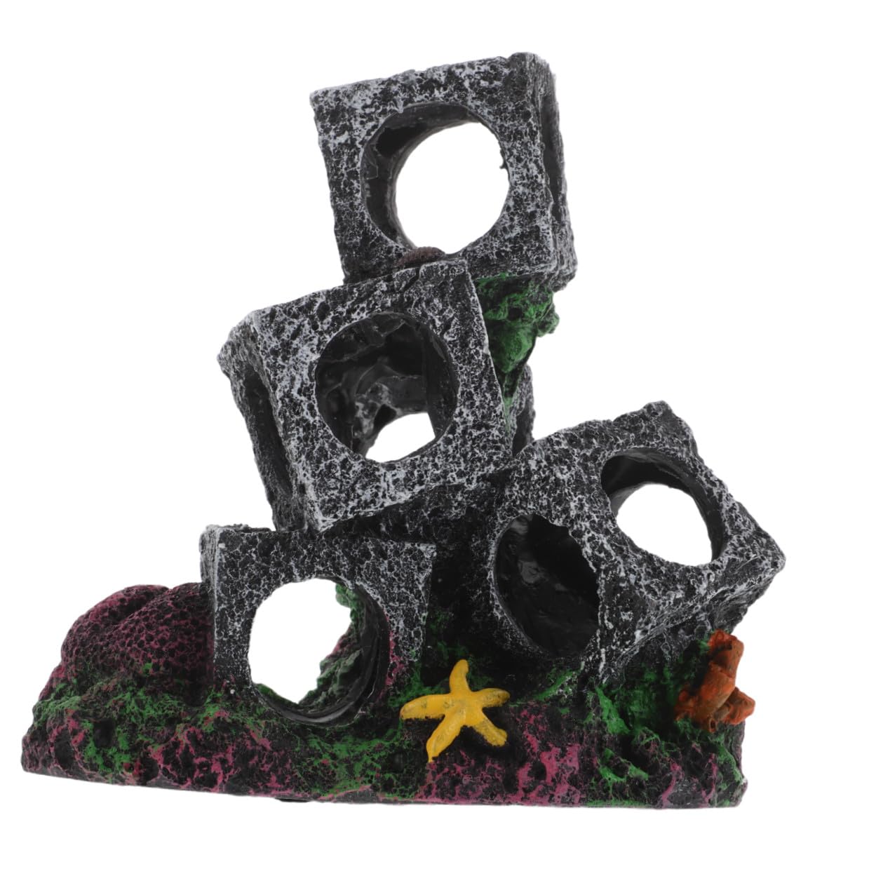 NUOBESTY Stacking Aquarium Hideaway Cave for Shrimp and Cichlid Breeding Shelter Resin Rock Cubes Fish Tank Decor Small