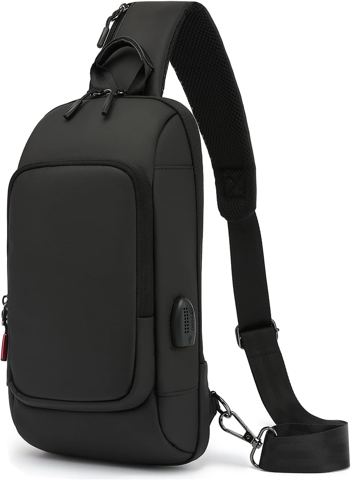 Qiccijoo Sling Bag Crossbody Backpack for Men Women Small Sling Backpack Travel Hiking Backpack with USB Charger Port Anti Theft Shoulder Bag Multipurpose Chest Bag(Black)