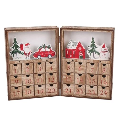 ROCKING GIFTS Calendrier de l'Avent Personnalisable Décoratif Tiroirs en Bois à Remplir Décoration Noël Père Noël 35 cm Cover