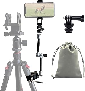 Magic Arm Clamp Kit, Camera Mount Articulating Arm with Phone Holder | All-metal arm, one-knob lock, 4 lb load, 60-90 mm phone, 1/4-in screw, cold shoe, action adapter, bag, table tube rail