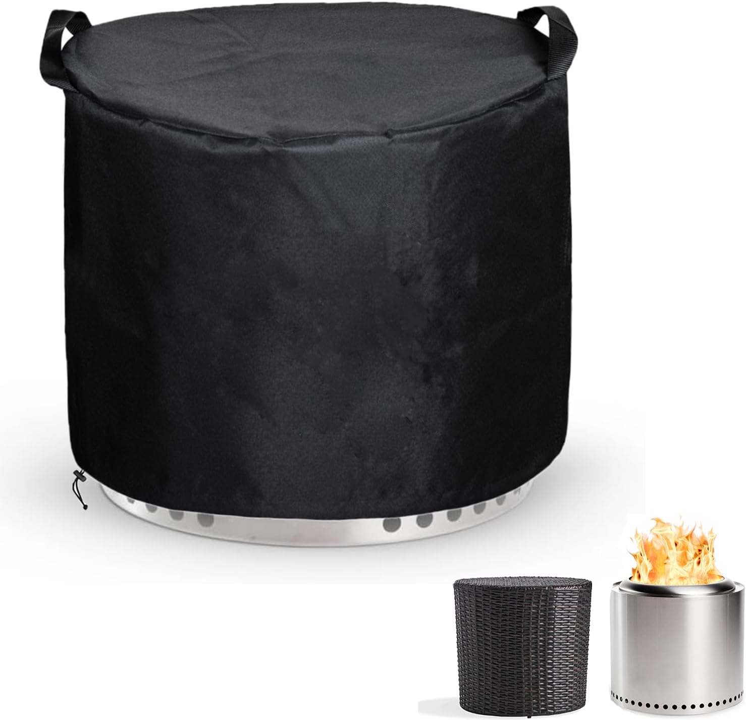 SheeChung Fire Pit Cover Round for 18"D x 15"H,Outdoor Fire Pit Round Cover,Waterproof 600D Polyester Cover,Anti-UV&Tear Resistant-Fits for Tabletop Firepit Outdoor Side Table Small Wicker Table