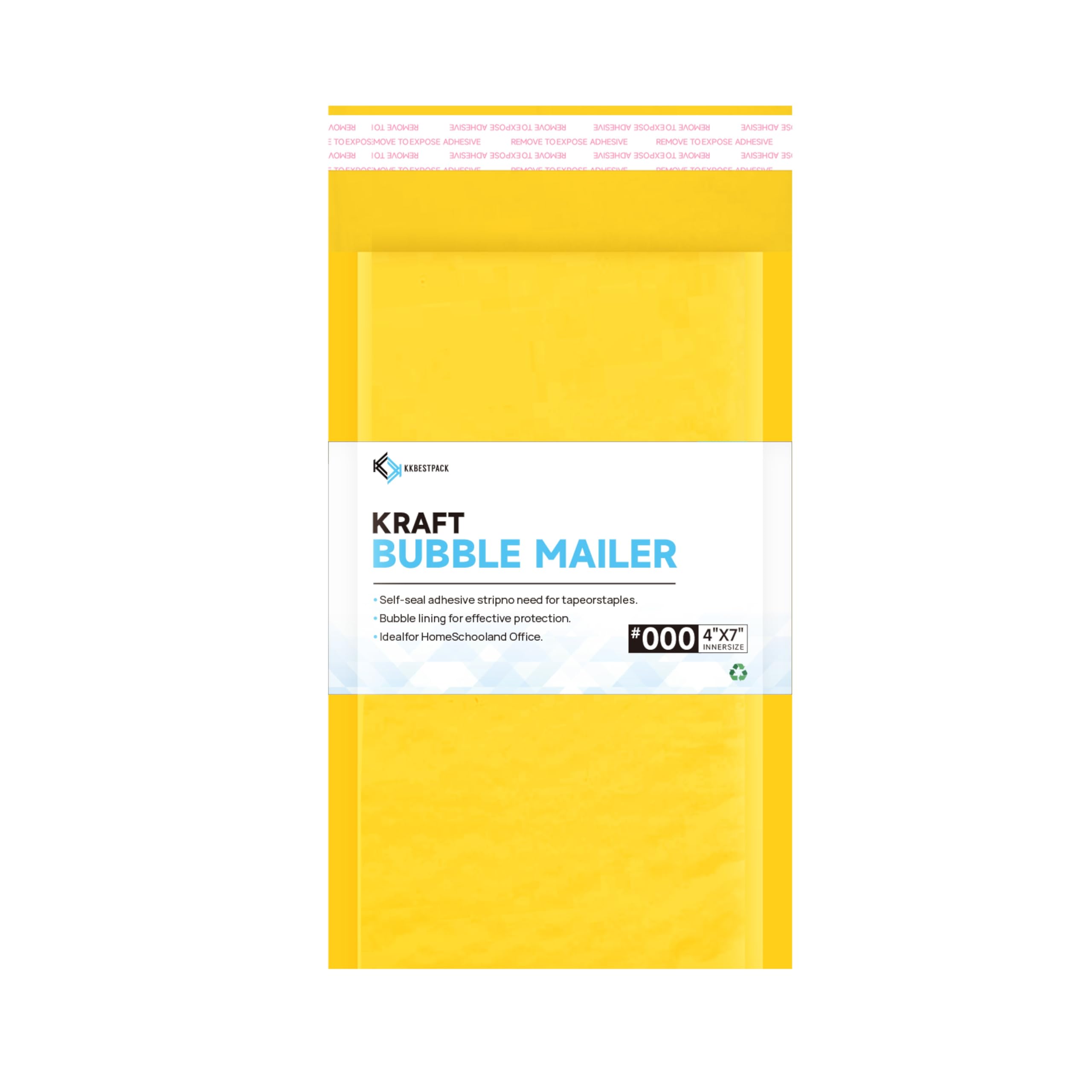 Kkbestpack 4x8 Inch Kraft Bubble Mailers #000, Self-Seal Padded Mailing Envelopes, Pack of 500
