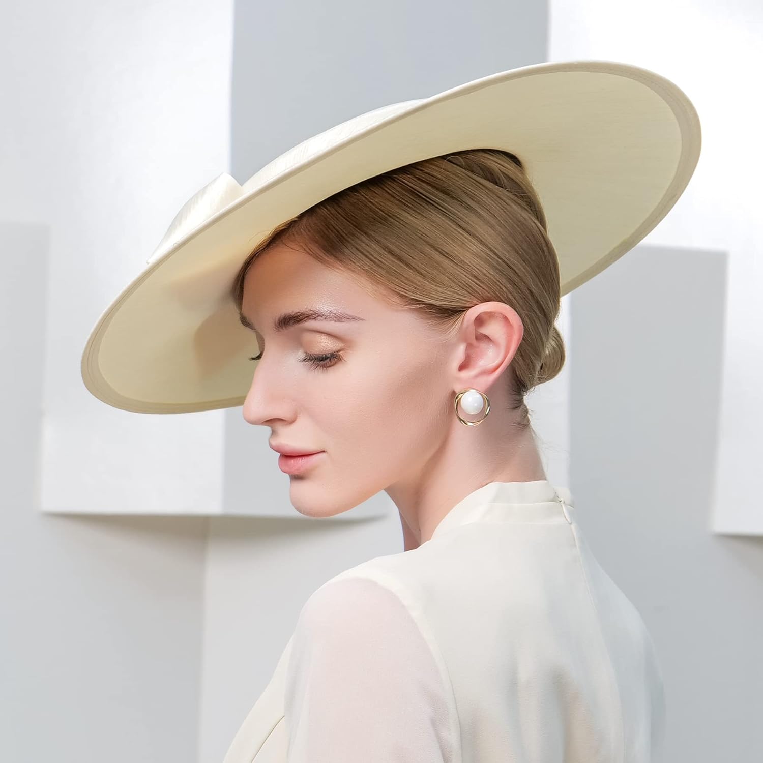 F FADVES Fascinators Women Wide Brim 20s 50s Derby Pillbox Hat Bowknot Cocktail Tea Party Church Dress Hats - Image 4