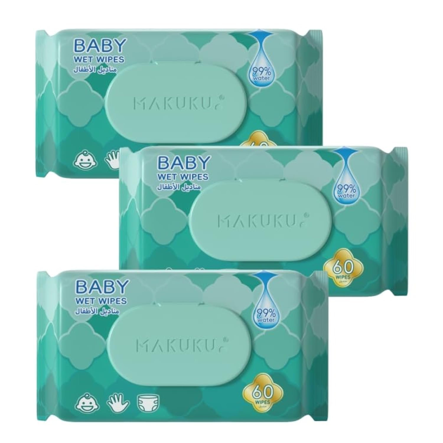 MAKUKU Baby Wet Wipes | Unscented and Hypoallergenic | 180 Pieces