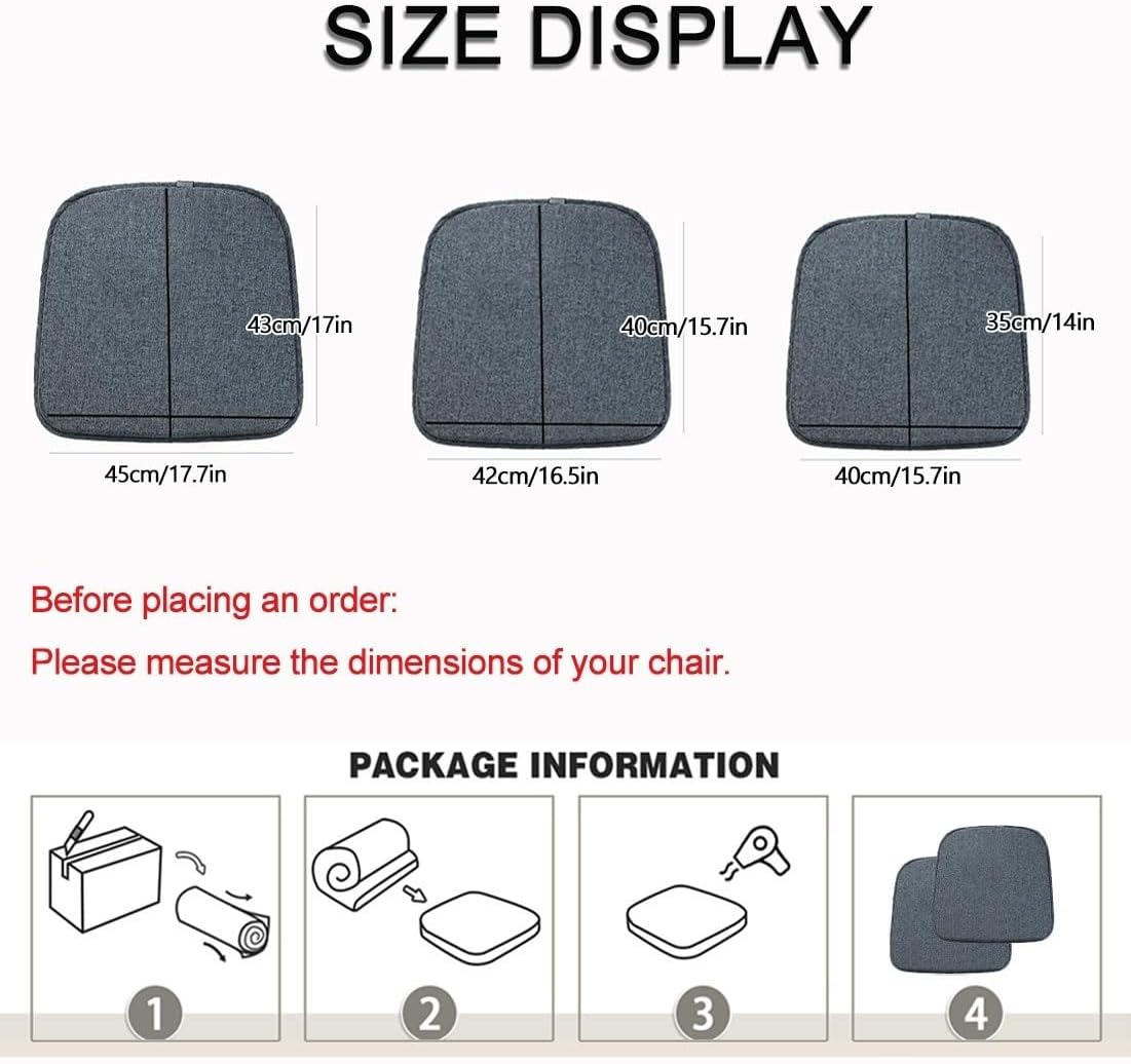 Set of 1/2/4 Seat Cushion for Dining Room, Indoor Kitchen Chair Pad with Ties & Non-Slip Backing, Chairs Cushions with Machine Washable Removable Cover(9,4psc: 40x35cm/16x14in)