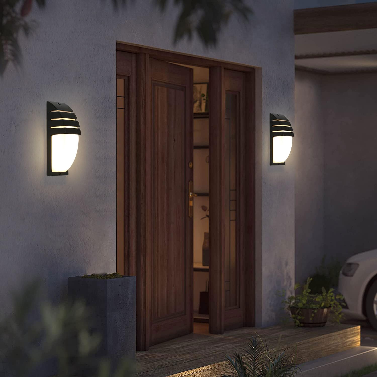 Comely 2 Pezzi Applique da Parete Interno/Esterno, 12W Lampade da Parete LED IP65 Impermeabile, 3000K Bianco Caldo Applique da Esterno per Giardino, Corridoio, Garage, Courty, Balcone