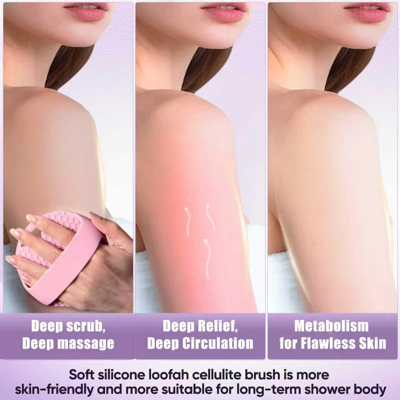 New Upgrade - Silicone Body Scrubber, Anti Zinc Infused - Heavy Nodes, Multifunctional Silicone Loofah for Humid Environment, Shower, Exfoliating, Lymphatic Drainage, Blood Circulation - Pink - Image 5