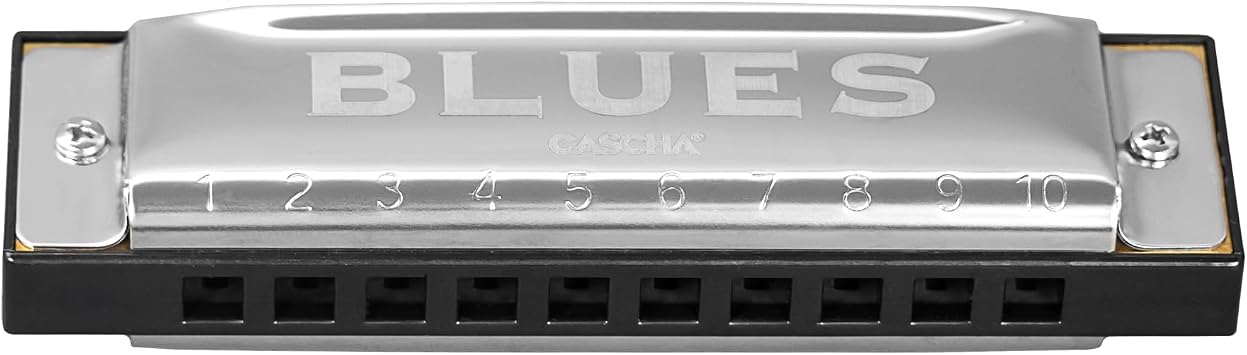 Cascha Blues Harmonica C-Major beginners and advanced - High-quality 10-hole diatonic harmonica excellent sound - With high-quality brass reeds - practical case and cleaning cloth
