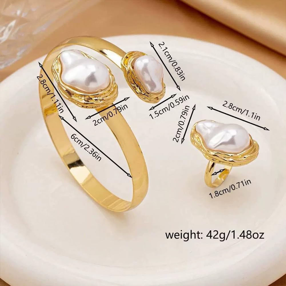 Geometric Baroque Pearl Statement Jewelry Sets for Women Trendy image 3