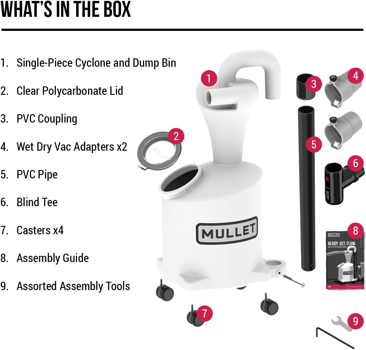 Mullet High-Speed Cyclone Dust Collector for Shop Vacuum - Sawdust Separator, Dust Collectors for Woodworking, Garage, Hobbyist Debris Extraction