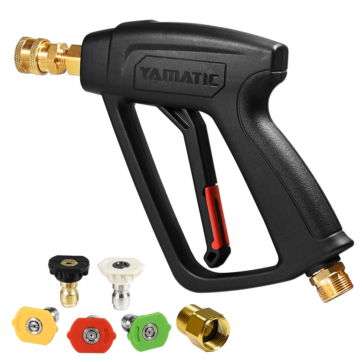 YAMATIC High Pressure Washer Short Gun with 5 Spray Nozzle Tips, Power Washer Spray Handle Replacement for Ryobi, Simpson, Craftsman, Greenworks, Troy Bilt, Honda and More, 276 Bar