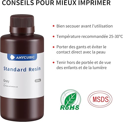 Miniatura 4 de Paquete de resina para impresora 3D ANYCUBIC, resina de fotopolímero UV de alta precisión de 405 nm de curado rápido para impresión LCD 3D, 4