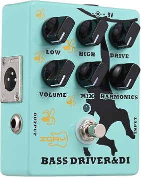 Btuty Effector Pedal Driver and DI Box for Bass Electric Bass Guitar with XLR Output Bass Amplifier Pedal True Bypass DC 9V 6.35mm Input/Output Interface