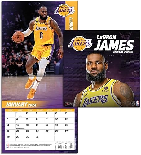 Miniatura 4 de Turner Sports Los Angeles Lakers Lebron James 2024 - Mini calendario de pared (24998040625)