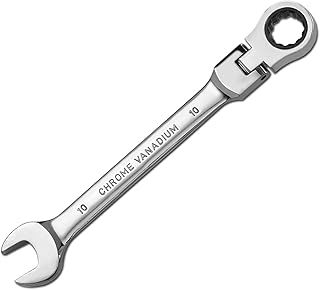 HELAKLS 10mm Metric Flex Head Ratcheting Wrench 72 Teeth 12 pt Rachet Box Ended Combination Gear Wrenches Spanner Tools for Men