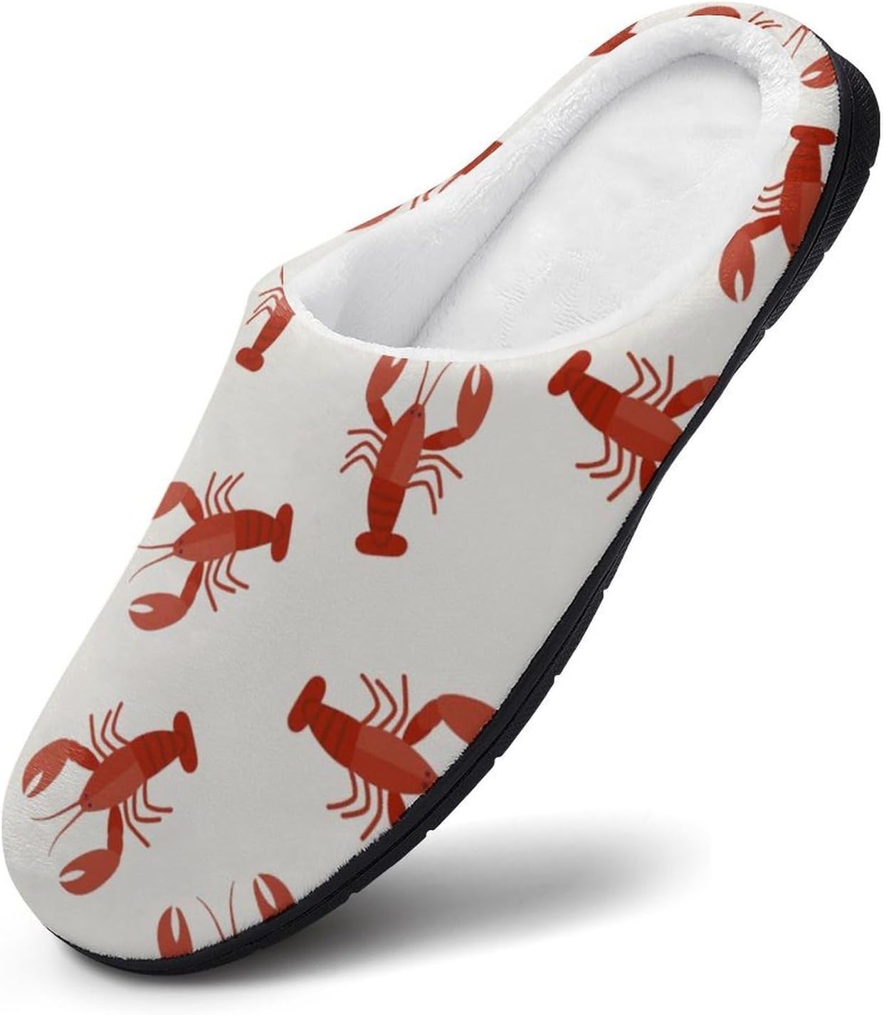 Crawfish Red Lobsters Women's House Slippers Memory Foam Warm Shoes Spa Rubber Sole Indoor Outdoor