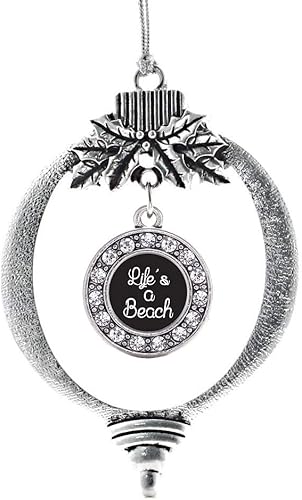 Miniatura 45 de Inspired Silver - My Vintage Initials - Adorno con dije de letra V - Adornos navideños de círculo plateado con joyas de circonita cúbica