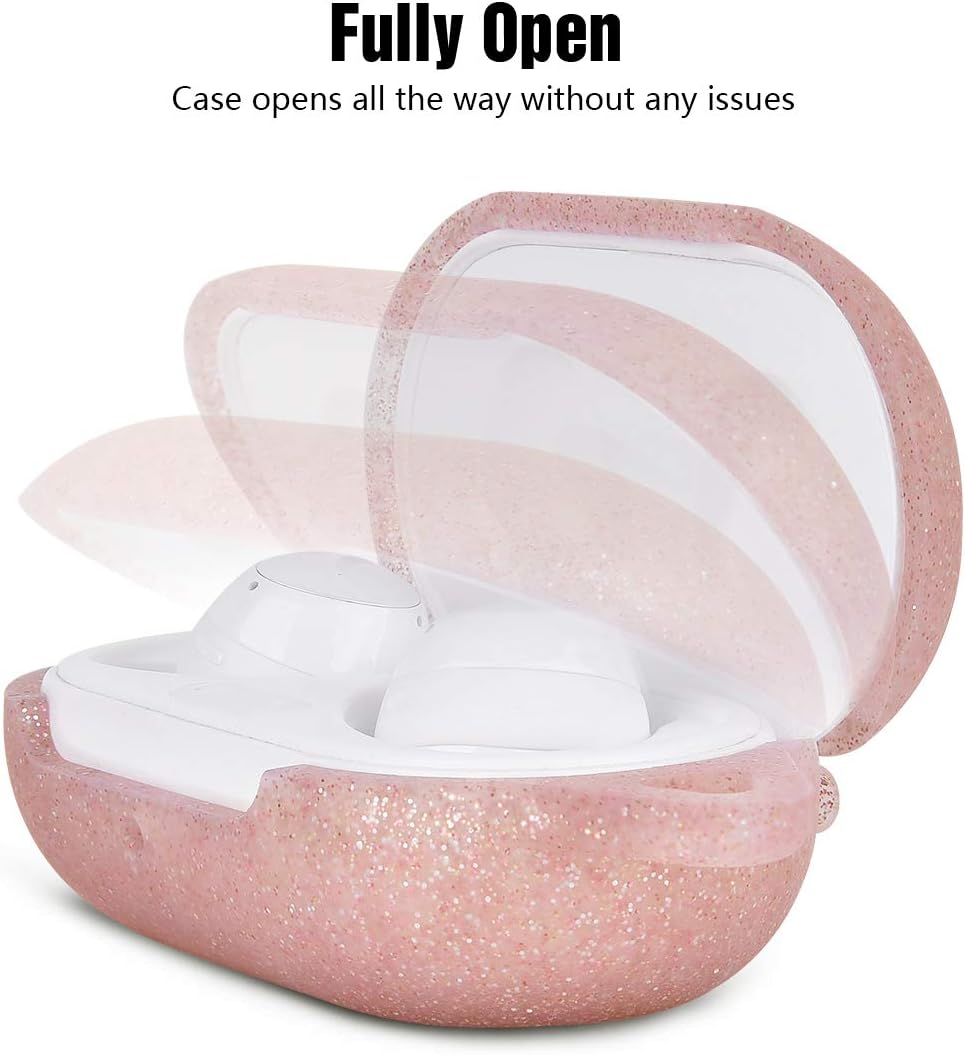 AIRSPO Silicone Case Cover for Galaxy Buds+ Plus(2020)/Galaxy Buds(2019) Samsung Galaxy Earbuds Protective Skin with Carabiner Keychain(Glittery Rose Gold)