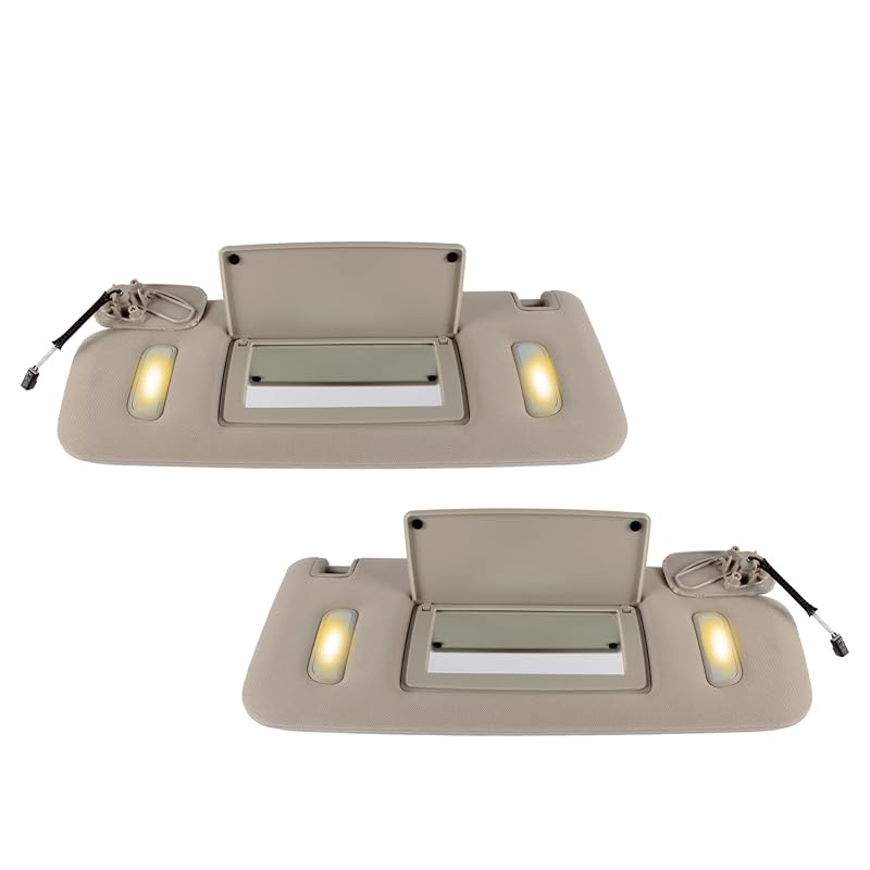 Par de para-sóis dianteiros cinza PEVAST para Chevrolet, GMC e Cadillac, com espelho iluminado, substitui 22850306 e 22850310