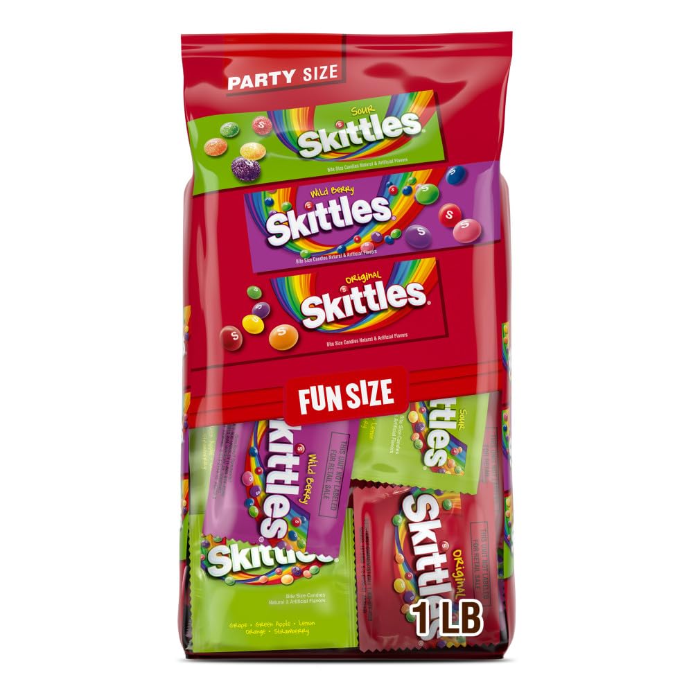 SKITTLES Original, Assorted Bulk Candy Variety Pack – Wild Berry, Sour, Original Chewy Candy Bulk, 26.46 Oz