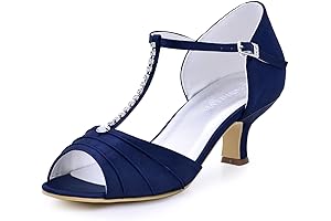 EL-035 Women Peep Toe T-Strap Pumps: Elegant Heels for Graceful Style