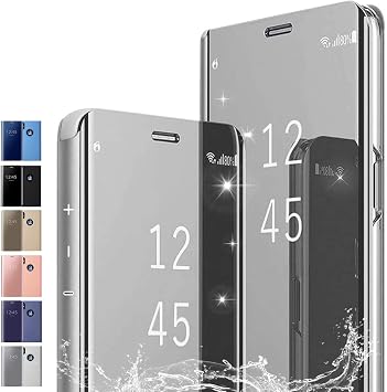 PingGoo Samsung Galaxy Note10+ Case Notebook Type Case Mirror Mirror Notebook Type Stand Function Glossy Surface Translucent Lid Xperia Five Cover Notebook Lightweight Thin Case Supports Wireless Charging Samsung Galaxy Note10+, Sliver