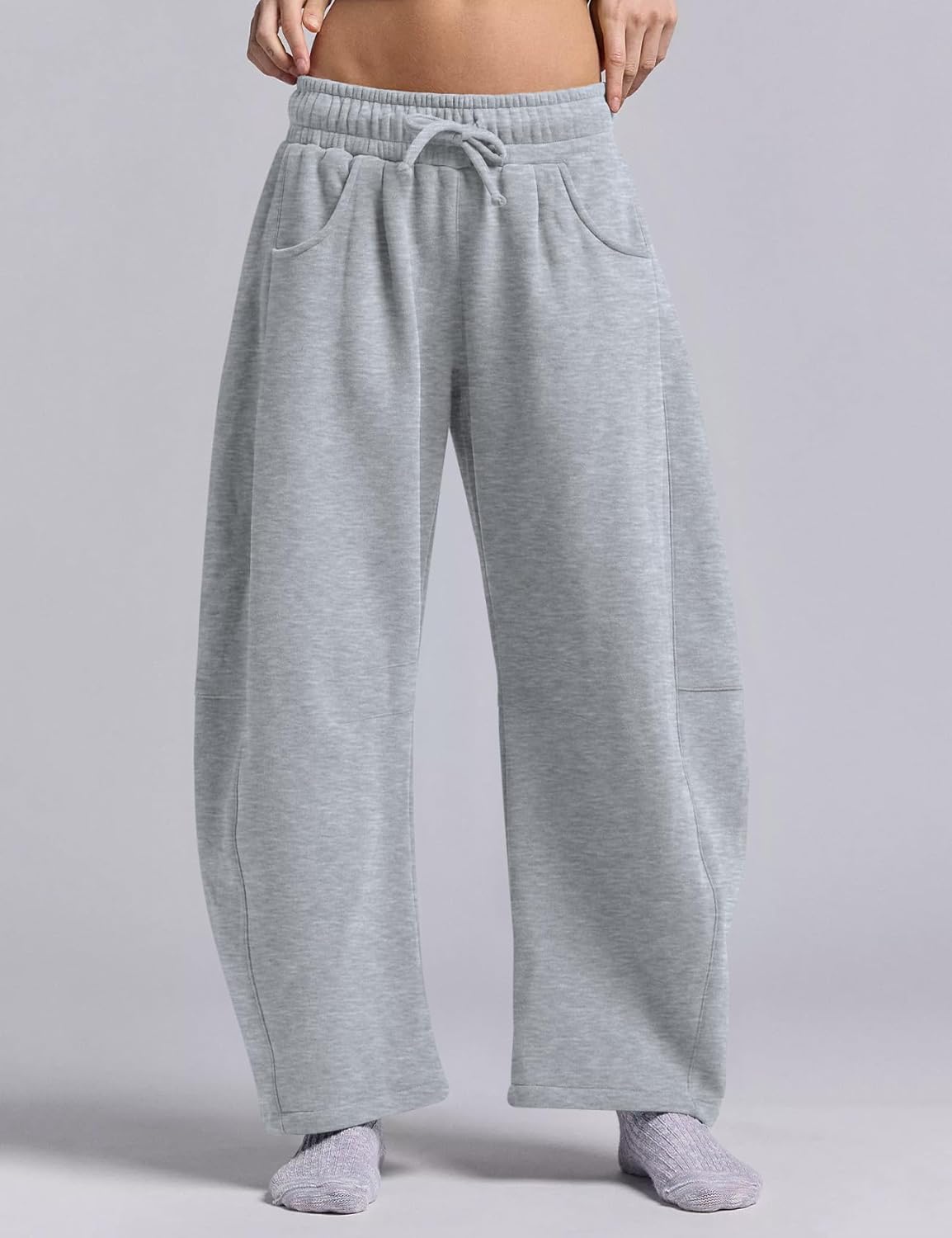 HeSaYep Women's Barrel Leg Ankle Sweatpants Drawstring Wide Leg Lounge Pants Baggy Casual Cotton Sweat Pants with Pockets - Image 4