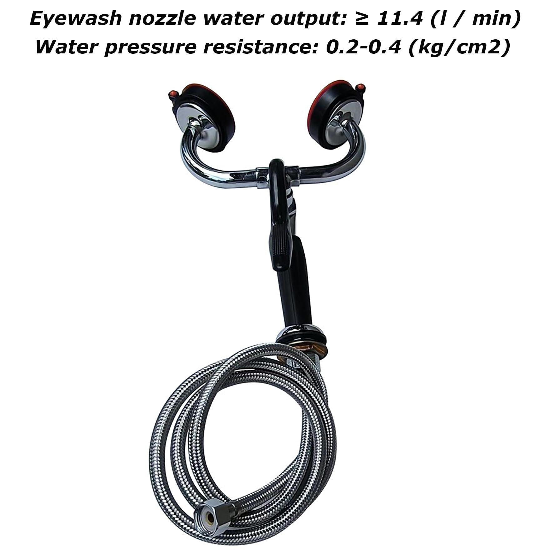 Station de lavage oculaire portable avec réglage du débit - Buse à double bouche - Débit d'eau ≥ 11,4 l/min - Idéal pour laboratoire et utilisation industrielle