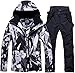 HOTIAN Herren Schneeanzug Herren Ski Jacke und Hosen Set Winter Warme Schnee Skifahren Sätzefür Wandern Klettern Isoliertes Snowboarden black+black L